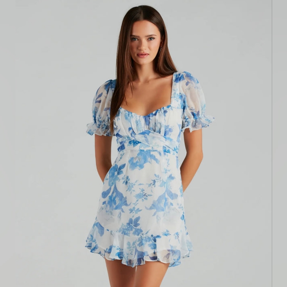 NWT Windsor Blue Floral Mini Dress M